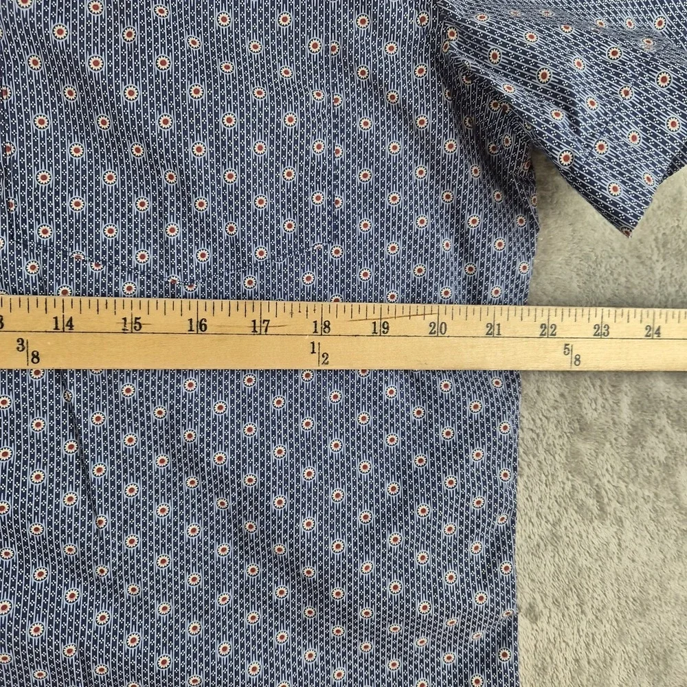 Banana Republic Shirt Mens Large Blue White Geometric Stretch Soft Wash Slim Fit